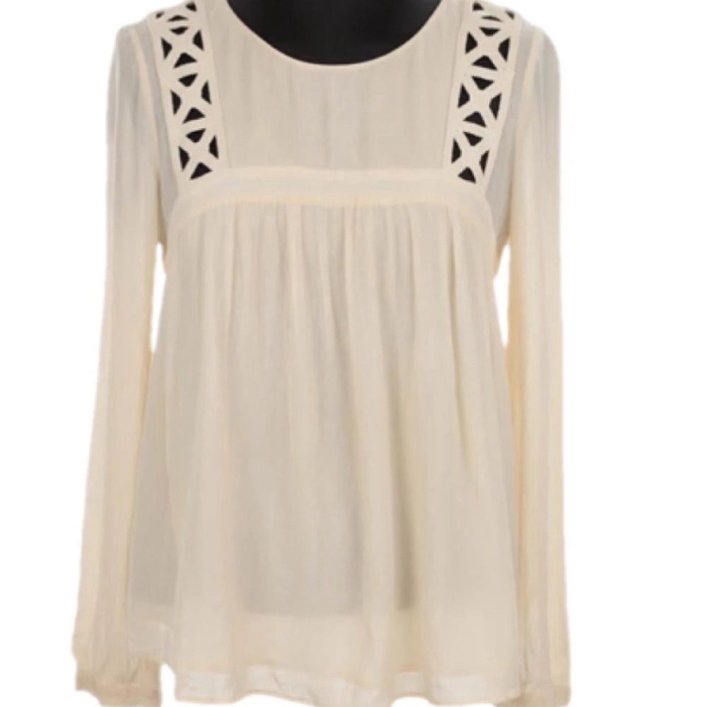 Ba&sh Varner Blouse with open work details in size S in cream color